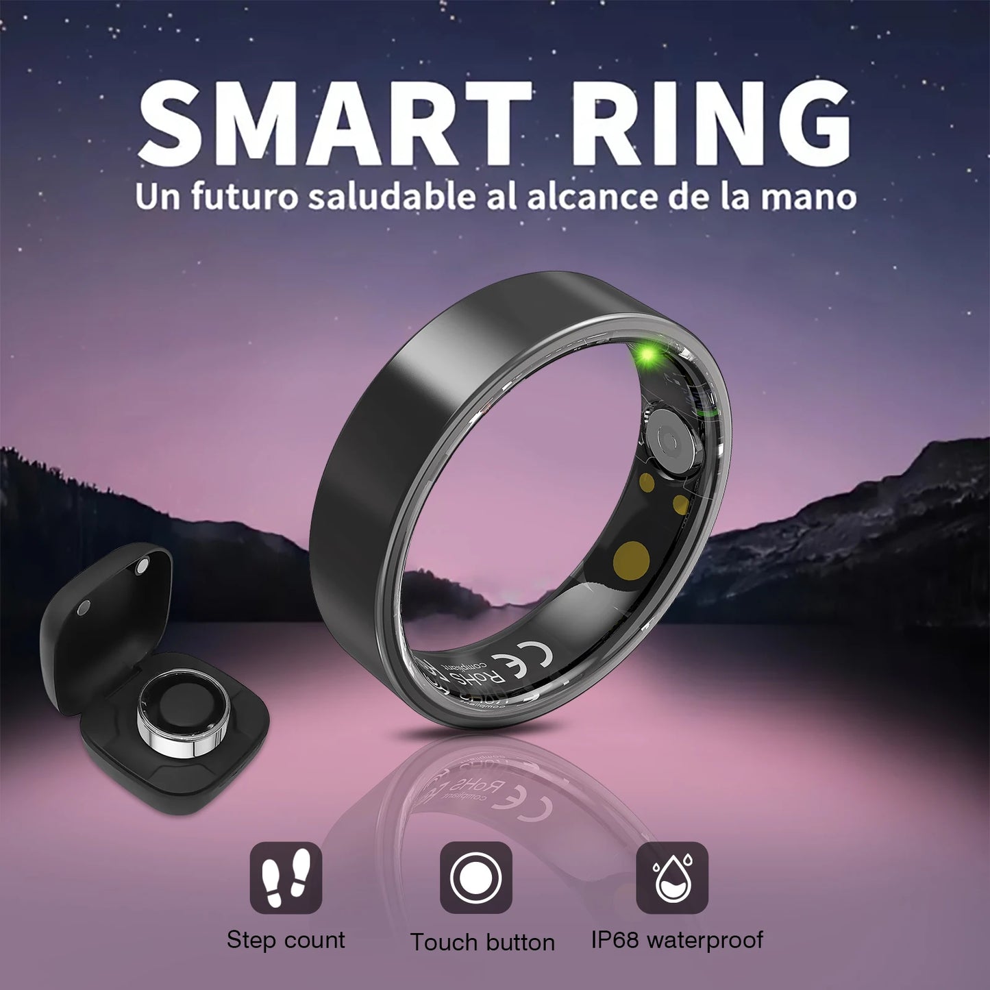 Smart ring, health monitoring, IP68 waterproof and multiple sports modes, sleep tracking, suitable for men and women