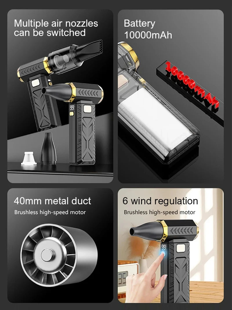 Xiaomi 1000000RPM Violent Fan Electric Powerful Air Blower Portable Dust Cleaner TypeC Charging 55m/s Brushless Turbo Jet Blower