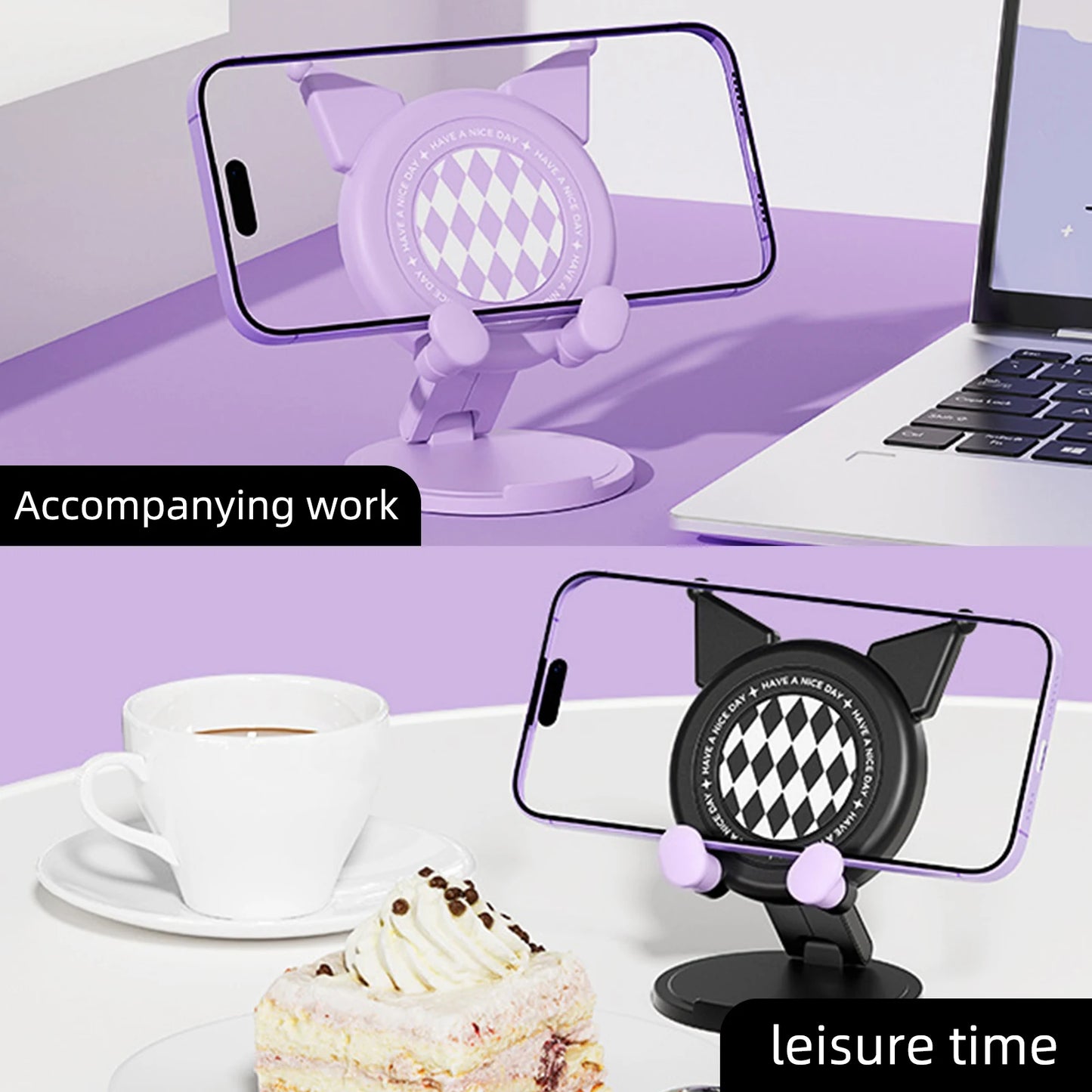 For Creative Cartoon Foldable Rotating Desktop Lazy Phone Stand Holder Portable Cute Swivel Bracket Mount