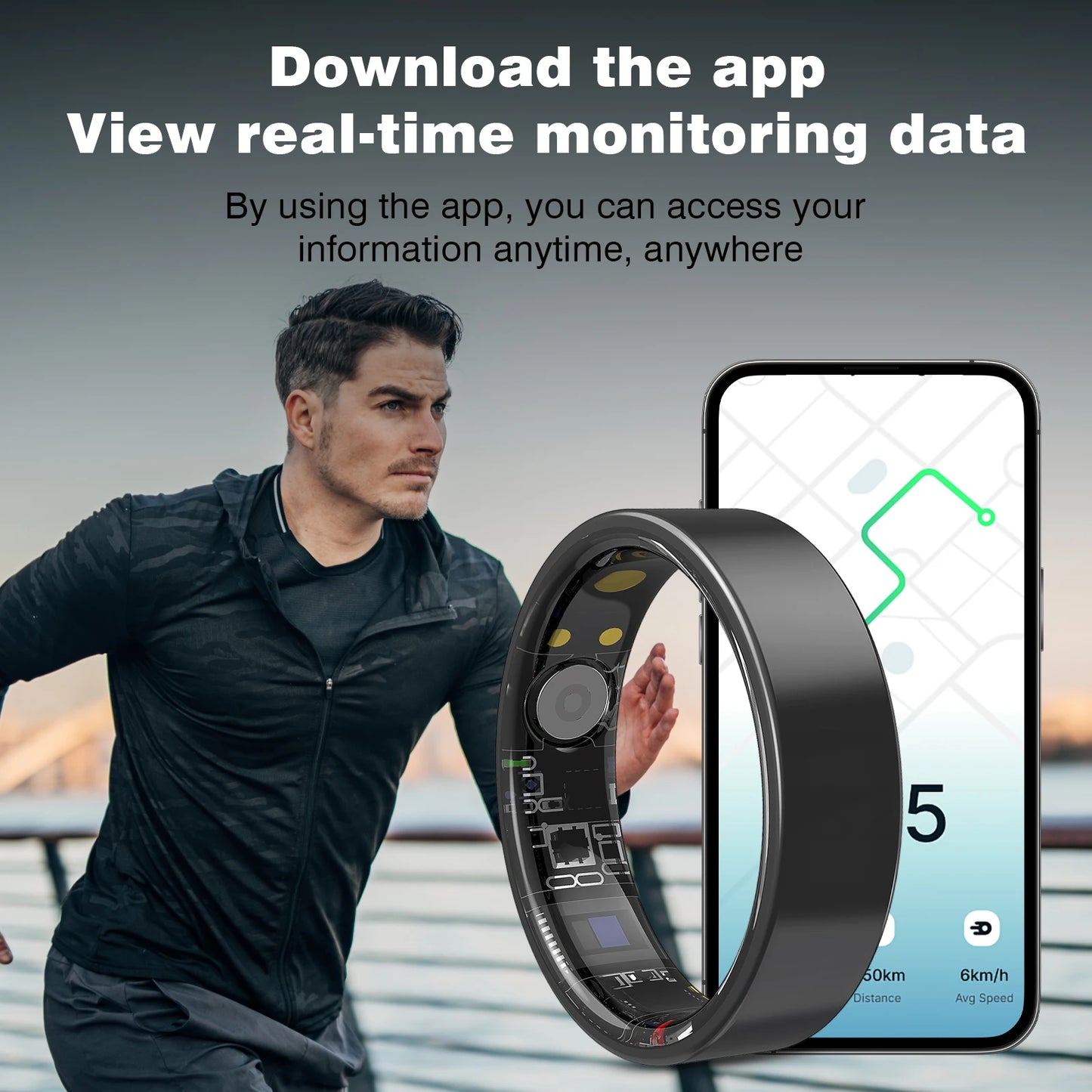 Smart ring, health monitoring, IP68 waterproof and multiple sports modes, sleep tracking, suitable for men and women